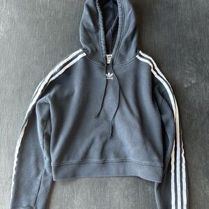 Adidas Black Hoodie with White Stripes
